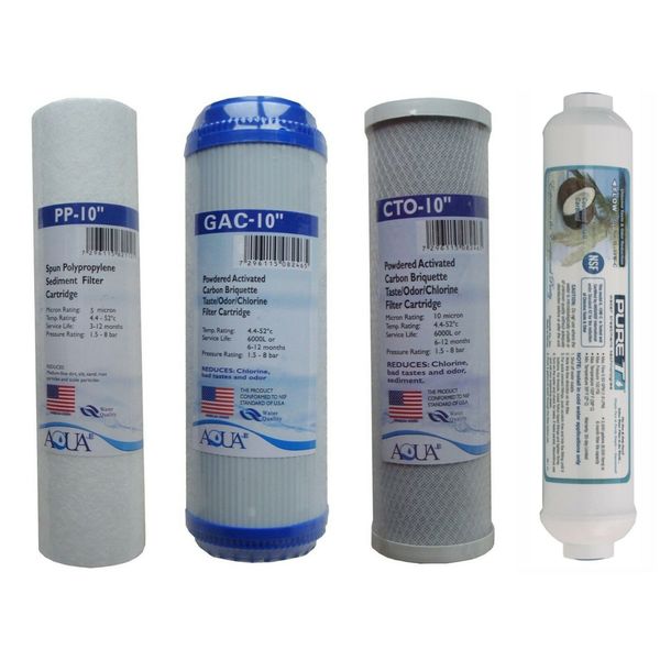 Universal Reverse Osmosis 10" RO Replacement Set of 4 Filters