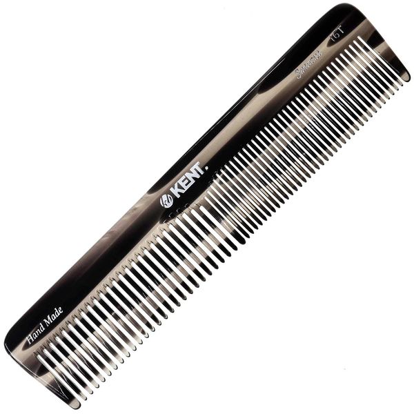 Kent 16TG Hair Dressing Table Comb Double Tooth, Graphite Fine/Wide Tooth Dresser Comb For Hair, Beard and Mustache, Coarse/Fine Hair Styling Grooming Comb for Men Women and Kids. Made in England