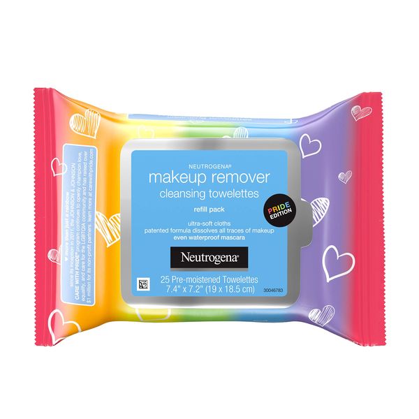 Neutrogena Makeup Remover Cleansing Towelettes, Daily Face Wipes to Remove Dirt, Oil, Makeup & Waterproof Mascara, Special Edition Care with Pride Packaging, 25 ct.