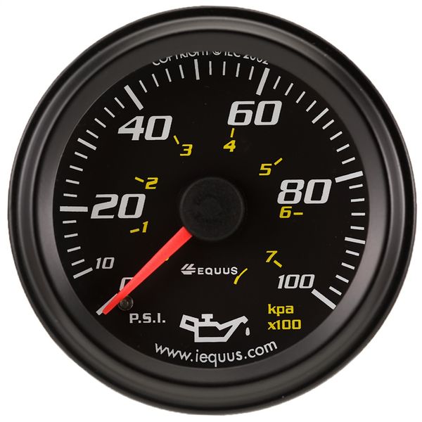 Equus 6244 2" Mechanical Oil Pressure Gauge, Black