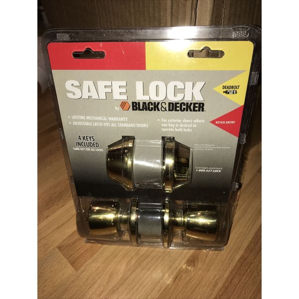 VTG BLACK & DECKER SAFE LOCK KEYED ENTRY DEADBOLT BRASS DOOR LATCH HANDLE NOS