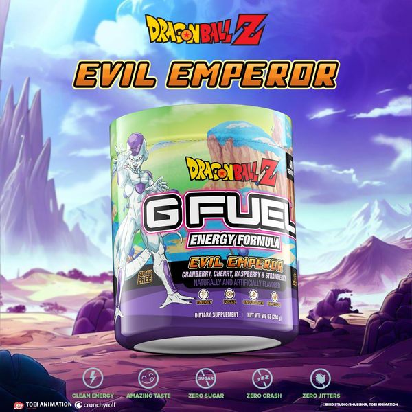 G Fuel Dragon Ball Z Energy Powder, Sugar Free, Clean Caffeine Focus Supplement, Water Mix, Berry Medley Flavor, Focus Amino, Vitamin + Antioxidant Blend, 9.9 oz (40 Servings)