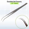 High Precision Lab Forceps Fine Serrated Tweezers Curved Pointed Tips - 12"