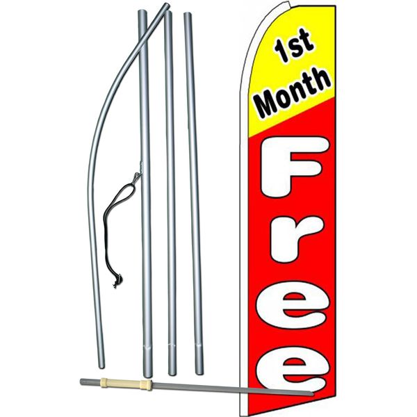 1st Month Free Flag with Flag Pole and Spike