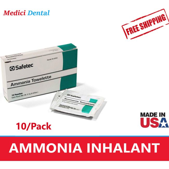 AMMONIA INHALANT AMPULES Smelling Salts for Alert Workout Faints - 10Pk Made USA