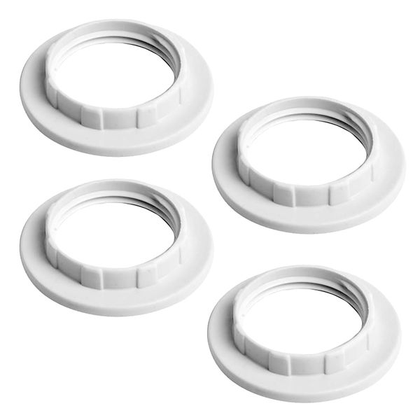 4 Piece E14 Lampshade Reducer Ring, 26.5mm Plastic Screw Collar for Table Lamp & Ceiling Light - Twist Lock Socket Replacement Fitting