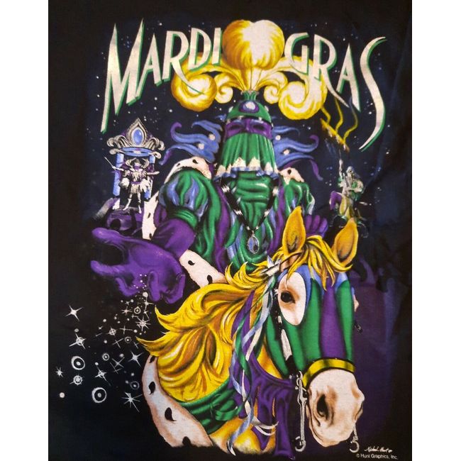 Vintage Mardi Gras New Orleans Hunt Graphics T-Shirt Sz XL (Michael Hunt)  NWOT