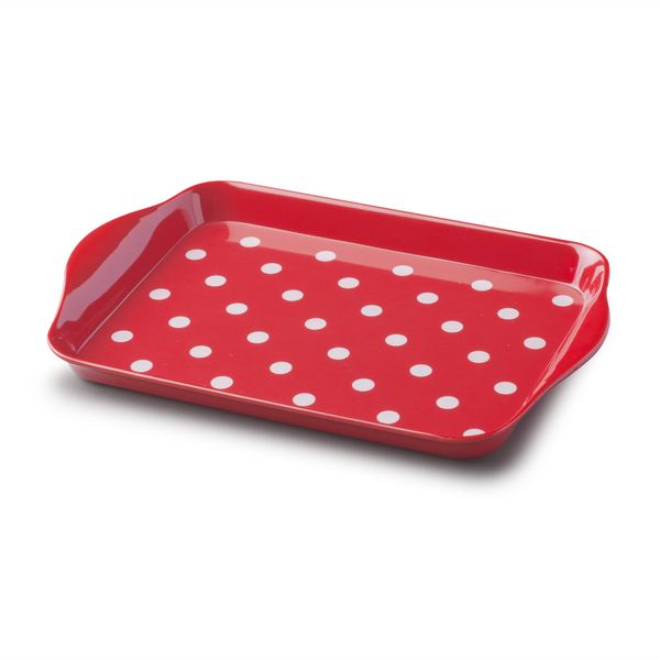 Zeal Mini Serving Tray, Dotty Design 18cm x 14cm Red