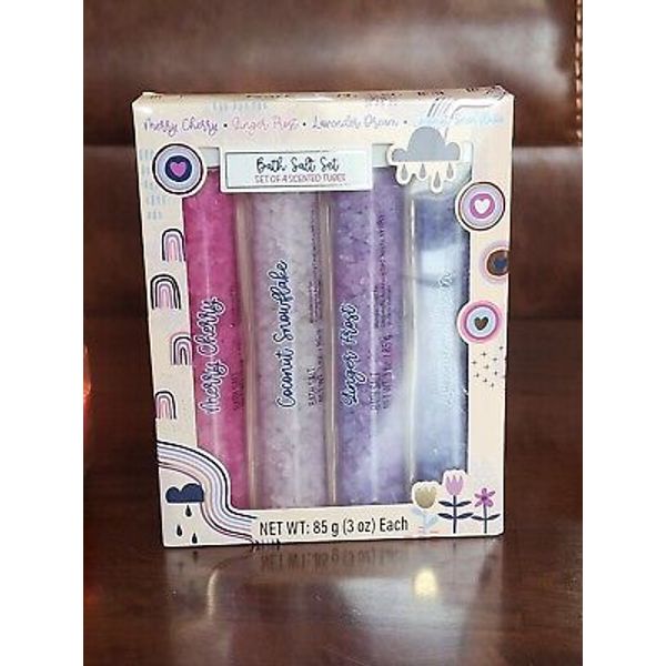 Bath salt set of 4 scented Tubes BRAND NEW SEALED