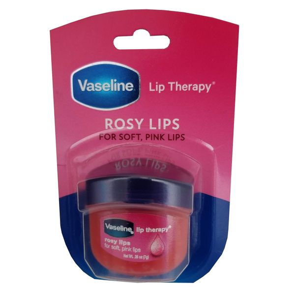 2 Vaseline Therapy Lip Balm 0.25 Oz Rosy Flavor Petroleum Jelly Mini Jar Lipbalm