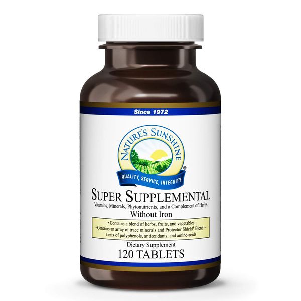 Nature's Sunshine Super Supplemental Vitamin and Mineral Without Iron, 120 Tablets, Multivitamin Helps Replenish Your Body with Essential Vitamins and Minerals, Nutritive Herbs and Trace Minerals