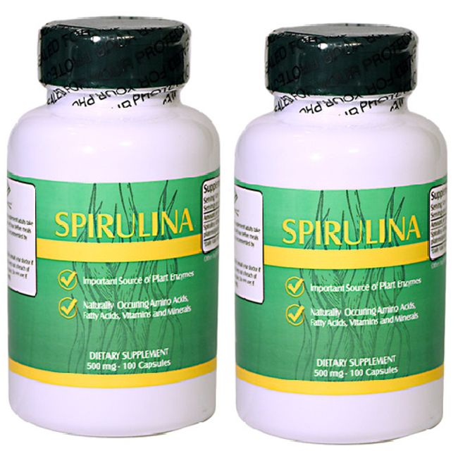 2 Bottles Spirulina, 500mg 100 x 2=200 capsules in total!