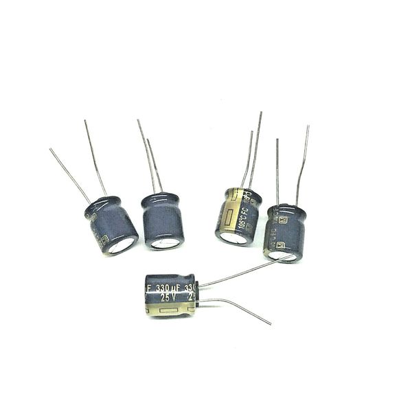 5x Panasonic  330uF 25v radial capacitors caps 105c 5pcs *