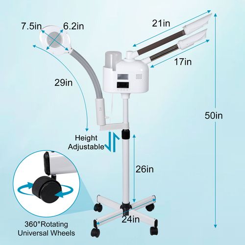 3 in 1 Facial Steamer with Hot/Cold Nozzle 5X LED Magnifying Lamp Skin Care