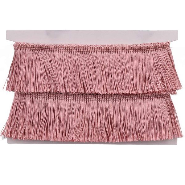 Fringe Trim Tassel Lace 2.5Inch Width 5 Yards Long for Clothes Accessories Latin Wedding Dress and DIY Lamp Shade Decoration (Blush, 2.5 Inches)