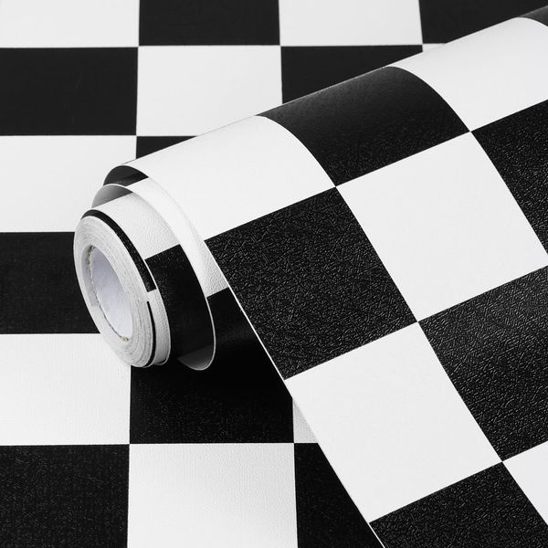 Black and White Checkered Contact Paper for Bathroom Kitchen Cabinet Backsplash