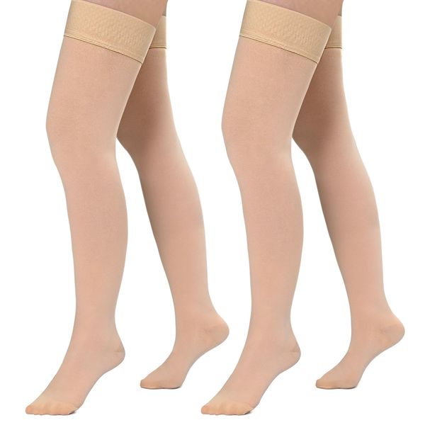 Evolyline Medical Closed Toe Thigh High Compression Stockings for Women & Men with Silicone Band, Firm 20-30 mmHg Compression Socks Graduated Support for Varicose Veins Edema Flight