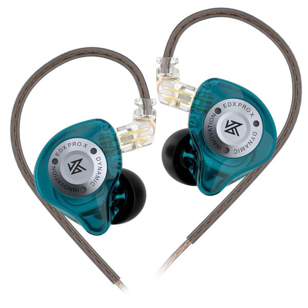 KZ EDX Pro X in Ear Headphones, HiFi IEM Earphones, Deep Bass Sound in Ear Monitor with Detachable Cable, for Audiophile Dj Singers-Cyan No Mic