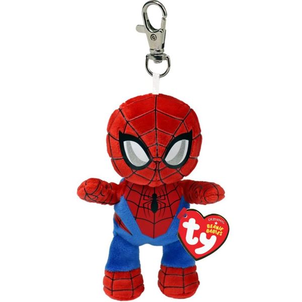 TY Spider-Man 12cm Red and Blue Beanie Babies Plush Toy, multicoloured, Modern