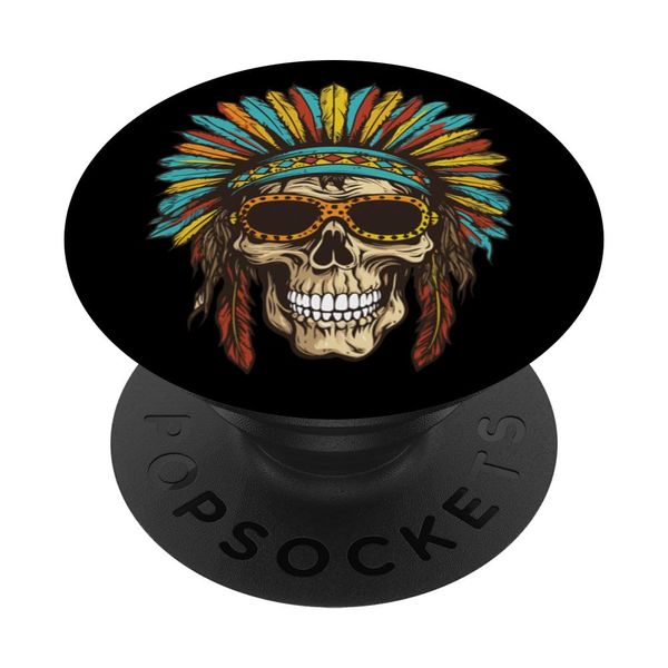 Apache Skull Pop Art Head Chief Funny Portrait PopSockets Standard PopGrip