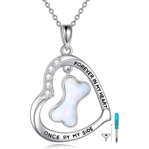 YFN Pet Urn Necklace Sterling Silver Dog Cat Ashes Pendant Cremation Bone