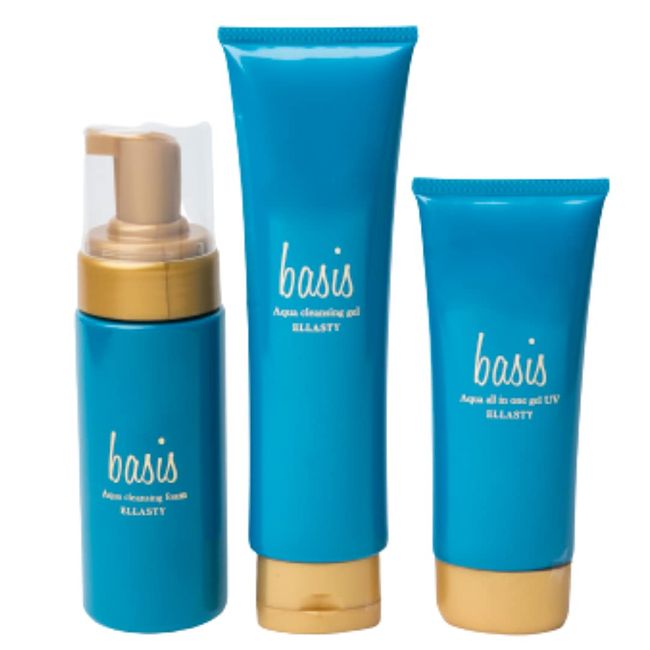 BASIS Aqua Skin Care 3-Piece Set, Made in Japan, Shonan Beauty Clinic Development, Moisturizing, Stains, Wrinkles, Pores, Drying, Rough Skin, All-in-One Gel UV 3.5 oz (100 g), Cleansing Gel, 5.3 oz