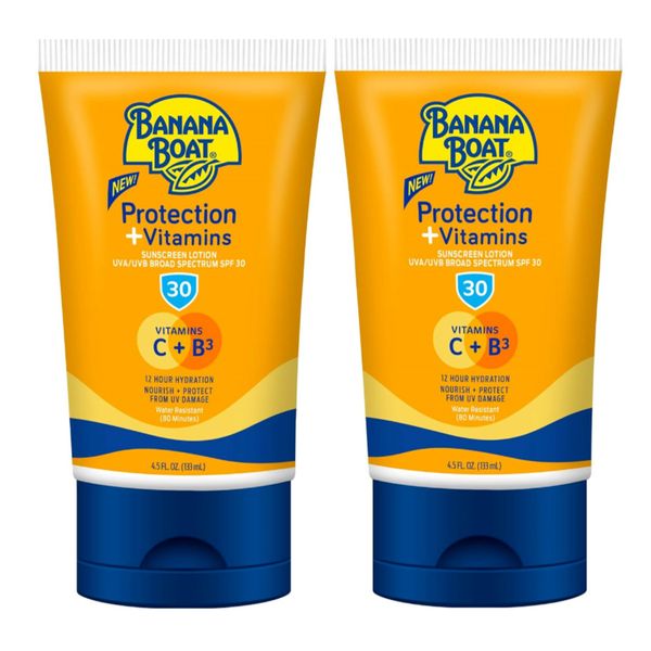 Banana Boat Sunscreen Lotion UVA UVB Broad Spectrum SPF 30 W/Vitamins C B3 2 PK