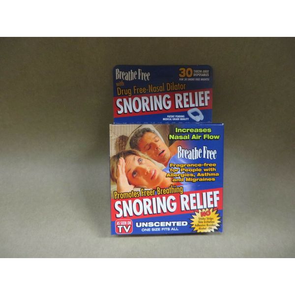 Breathe Free SNORING RELIEF nasal dilator strips 30 DAY SUPPLY as seen on TV