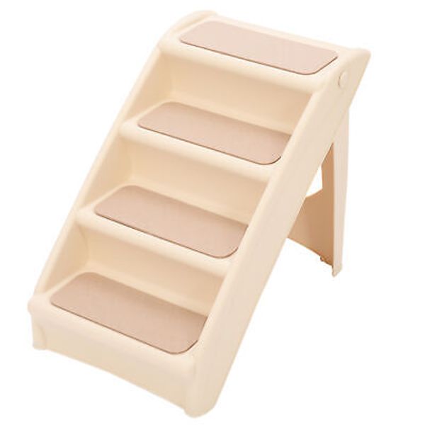 Plastic Foldable Pet Stairs Dog Ladder 4 Non-slip Steps Frame For High Bed