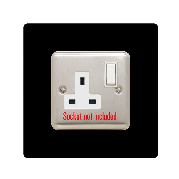 Single Socket Surround | Square | Acrylic Back Panel or Finger Plate | Light Switch Plug, Font Colour:Black