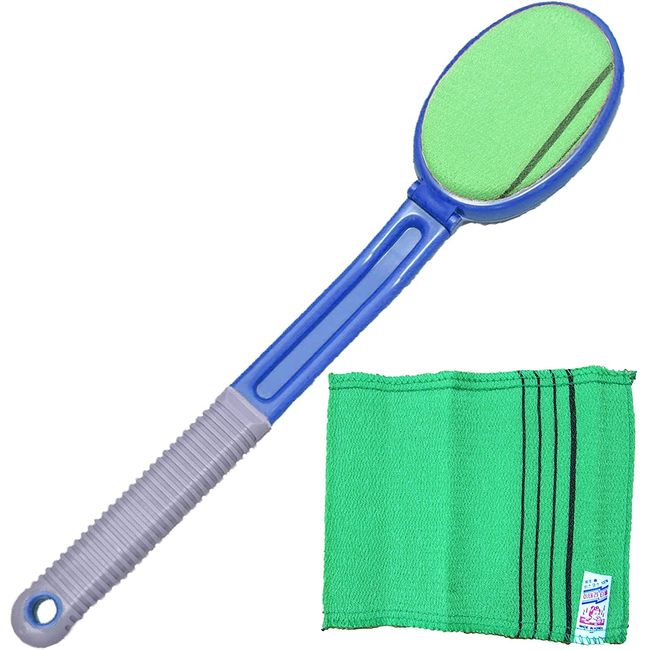 Korean Style KA-8M BL Scrubbing Brush, Reach Back, Handle Included, Main Unit + Replacement 1 Piece