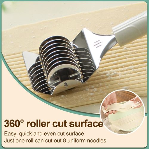 2PCS Noodle Cutter,Pasta Roller Tool for Homemade Noodles,Stainless Steel Noodle Maker for Kitchen Cooking Tools (Ivory)