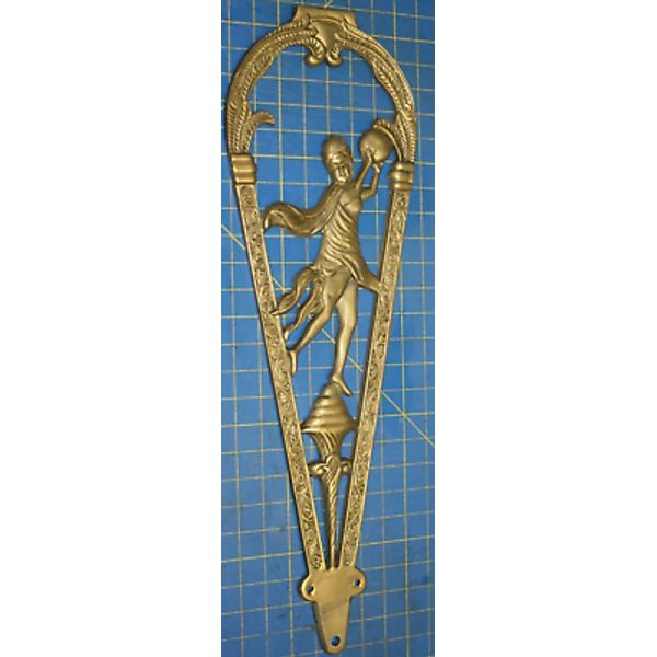 Vintage Ornate Brass Peacock Cherub Lady Fireplace Screen rear frame part