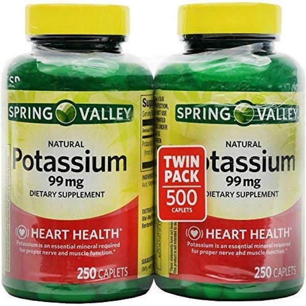 Spring Valley Potassium 99 mg from Potassium Gluconate 595 mg (250 Count, 2 Pack)