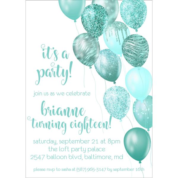 Tiffany Birthday Party Invitations With Envelopes