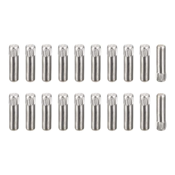 uxcell Dowel Pins 3x14mm 304 Stainless Steel Knurled Head Flat Beveled End Dowel Pins Wood Bunk Bed Shelf Pegs Support Shelf Fastener Element Pack of 20