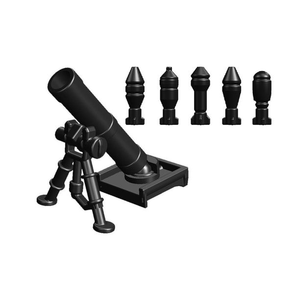 Custom M2 Mortar with Mortar Rounds Designed for Brick Minifigures