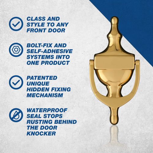 UAP Door Knockers - 6" Victorian Urn Door Knocker For Front Door, Classic Elegant Door Furniture With Universal Fixings Including Self Adhesive (Black)