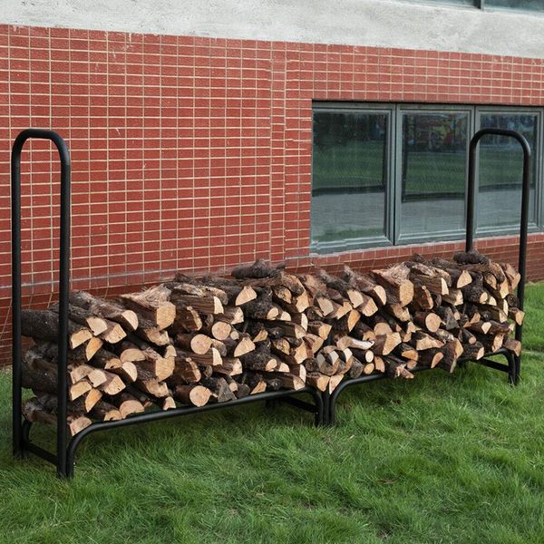 XL 8FT Rustproof Outdoor Log Rack Firewood Holder Patio Steel Tube Wood Stacker