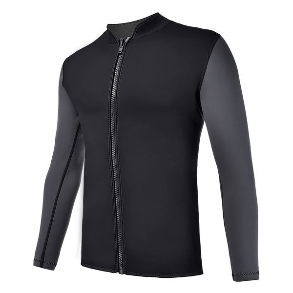 REALON Wetsuits Top Jacket Women Men 2mm Neoprene Long Sleeve Shirt 3mm Front Zipper Vest Wet Suit Keep Warm for Adult Youth Kids Diving Surf Swim Water Sports