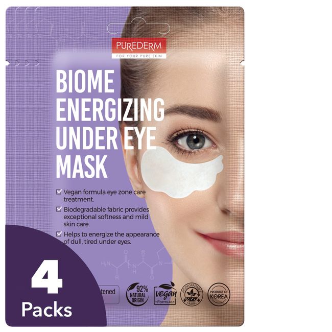 Purederm Biome Energizing Under Eye Mask (4 Pack) – Rich Biome Under Eye Patches for improving skin barrier & Moisturizing