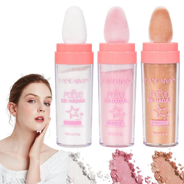 Disnace Polvo De Hadas Glitzer Patting Puder,Körper Aufhellen Schimmer Sparkle Patting Puder,Glitzer Patting Puder, Body Glitter Highlighter Patting, Fairy Highlighter Powder