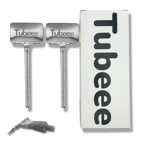 Tubeee, Tube Squeezer, Toothpaste Squeezer, Rolling Toothpaste Squeezer UK, Toothpaste Squeezer UK, Squeeze Key, Tube Squeezer Key, Tube Key, Tube Wringer - Save More Waste Less! (Pack of 2) (Silver)