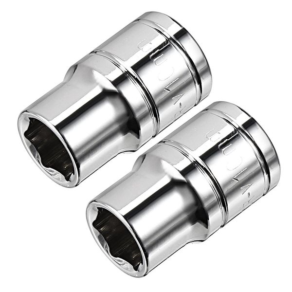 sourcing map 2 Pcs 3/8-Inch Drive 10mm 6-Point Shallow Socket, Metric, Cr-V