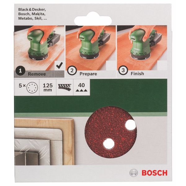 Bosch 2609256A22 Sanding Sheet Set for Random Orbit Sanders (5-Piece)