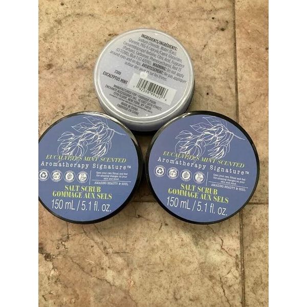3 X Eucalyptus Mint Scented Aromatherapy Signature Salt Scrub Commage Aux Sels