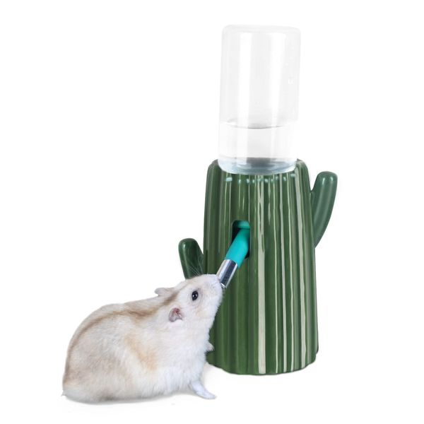 Bucatstate Hamster Trinkflasche mit Ständer, 120 ml Kleintiertränke Auslaufsicher Düse, Hamster Zubehör für Meerschweinchen, Hasen Chinchilla, Ratten, Frettchen (Grün)