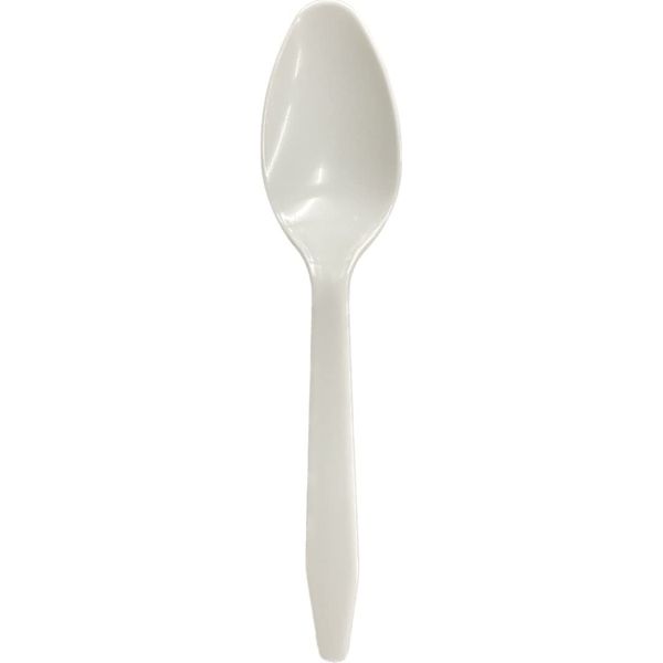 Niche Plus Disposable Plastic Spoons, Individual Packaging, White, 5.7 inches (145 mm), Pack of 100