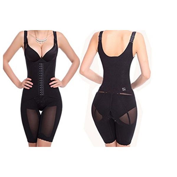CREPUSCOLO Strongest Fin! 3D Cut Luxury Fabric Bodysuit Bust Up Body Shaper Hip Lifter Girdle Women's Underwear (XL, Black)