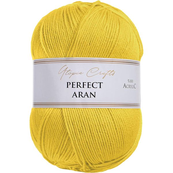 Utopia Crafts Aran Knitting and Crochet Yarn, 400g (Yellow)